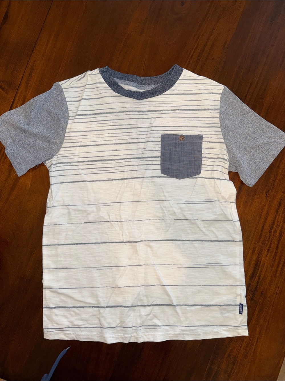Univibe White & Gray Striped Pocket Tee